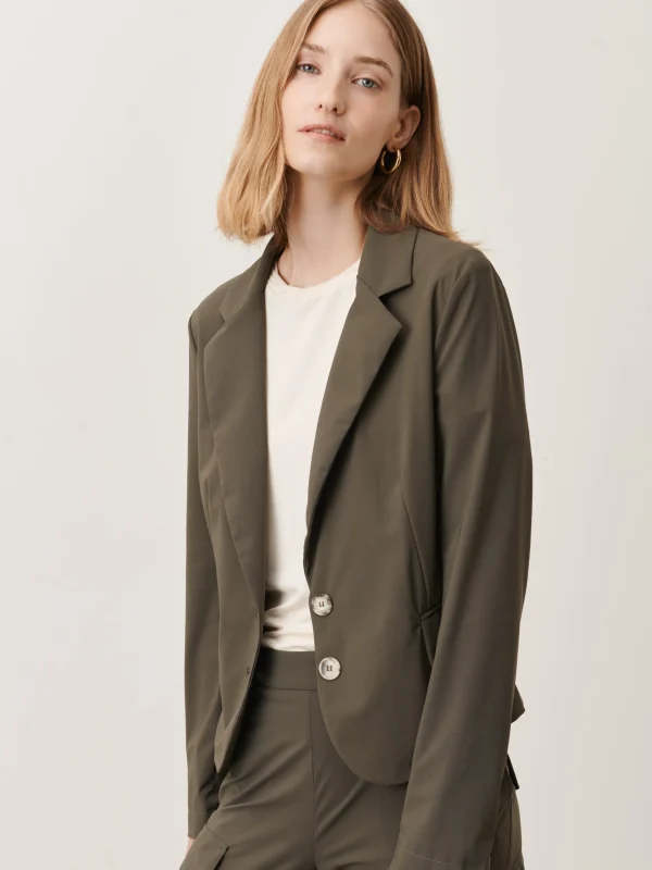 Jane Lushka Atina Blazer Technical Jersey | Army