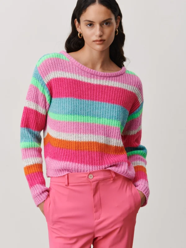 Jane Lushka Stripe PU Pullover | Multi