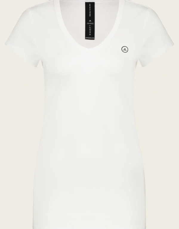 Jane Lushka T Shirt V Neck Easy Wear Organic Cotton | White