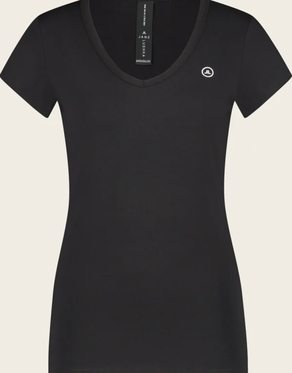 Jane Lushka T Shirt V Neck Easy Wear Organic Cotton | Black